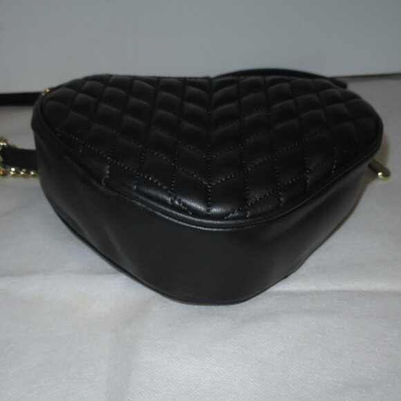 Karl Lagerfeld Paris Quilted Heart Kosette Leather Crossbody Bag Black - Picture 11 of 17